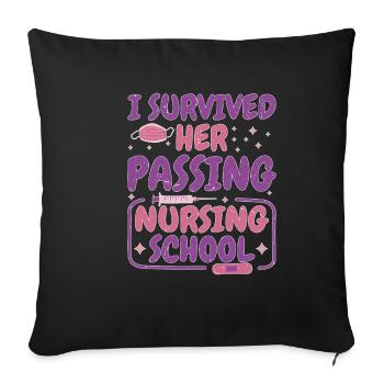 J’ai survécu à son décès à l’école d’infirmières 50 - Housse de coussin décorative 45 x 45 cm - noir - Devant