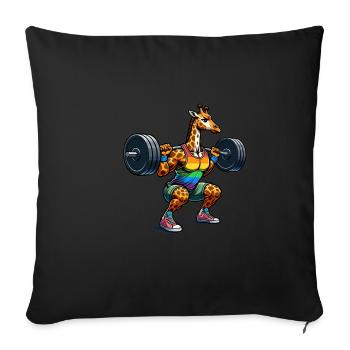 Girafe cool accroupie dans la salle de sport 2 - Housse de coussin décorative 45 x 45 cm - noir - Devant
