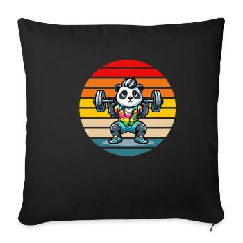 Cool Rainbow Panda Squatting In The Gym - Sofa pillowcase 17,3'' x 17,3'' (45 x 45 cm) - black - Front