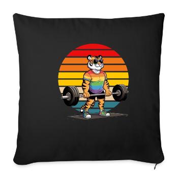 Cool Rainbow Tiger Deadlifting In The Gym - Sofa pillowcase 17,3'' x 17,3'' (45 x 45 cm) - black - Front