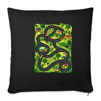 Car Play Mat For Children - Parents Massage 5 - Sofa pillowcase 17,3'' x 17,3'' (45 x 45 cm) - black - Front