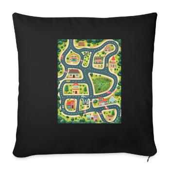 Kids Car Play Mat - Parent Massage Aid - Sofa pillowcase 17,3'' x 17,3'' (45 x 45 cm) - black - Front