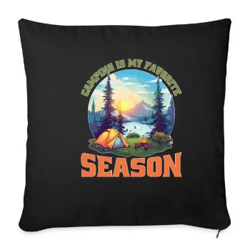 Le camping est ma saison préférée - Housse de coussin décorative 45 x 45 cm - noir - Devant