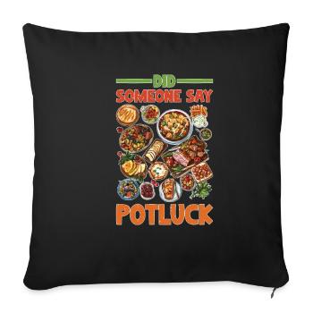 Quelqu’un a-t-il dit repas-partage - Housse de coussin décorative 45 x 45 cm - noir - Devant