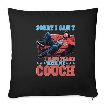 Désolé je ne peux pas, j’ai des projets avec mon canapé - Housse de coussin décorative 45 x 45 cm - noir - Devant