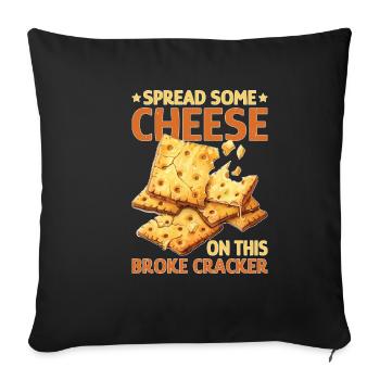 Étalez du fromage sur ce craquelin cassé 2 - Housse de coussin décorative 45 x 45 cm - noir - Devant