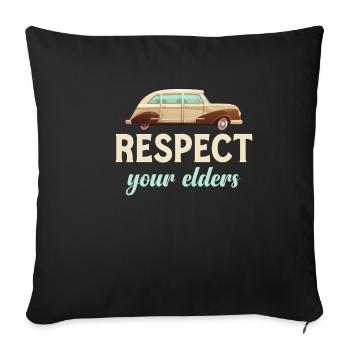 Respect your oldest classic car collectors - Sofa pillowcase 17,3'' x 17,3'' (45 x 45 cm) - black - Front