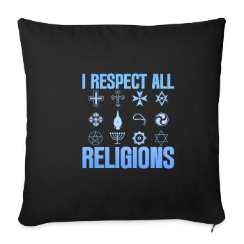 Je respecte toutes les religions 2 - Housse de coussin décorative 45 x 45 cm - noir - Devant
