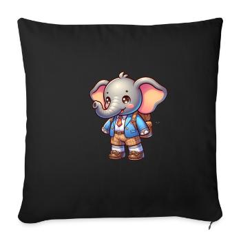 Cute Schoolboy Elephant - Sofa pillowcase 17,3'' x 17,3'' (45 x 45 cm) - black - Front