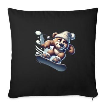 Ours snowboarder mignon - Housse de coussin décorative 45 x 45 cm - noir - Devant