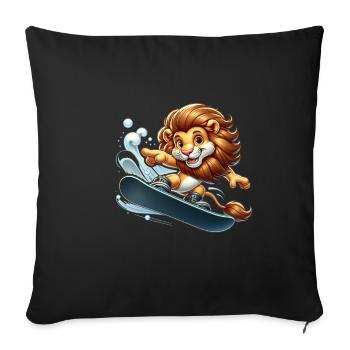 Cute Snowboarder Lion - Sofa pillowcase 17,3'' x 17,3'' (45 x 45 cm) - black - Front