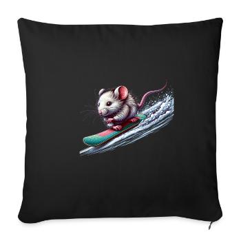 Souris snowboarder mignonne - Housse de coussin décorative 45 x 45 cm - noir - Devant
