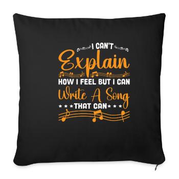 Ne peut pas expliquer ses sentiments, mais peut écrire une chanson 3 - Housse de coussin décorative 45 x 45 cm - noir - Devant