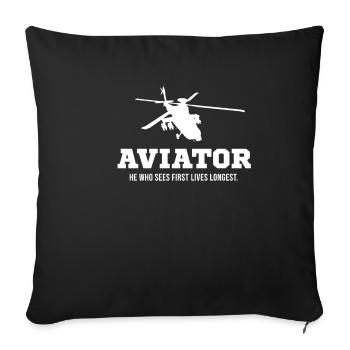 Flieger Celui qui voit le premier vit le plus longtemps. - Housse de coussin décorative 45 x 45 cm - noir - Devant