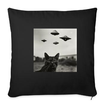 Cat Selfie with UFO Weird 50s Photo 4 - Sofakissenbezug 45 x 45 cm - Schwarz - Vorne