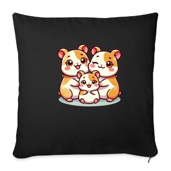 Famille de hamsters mère et père avec un enfant - Housse de coussin décorative 45 x 45 cm - noir - Devant
