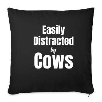 Facilement distrait par les vaches, les éleveurs - Housse de coussin décorative 45 x 45 cm - noir - Devant