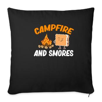 Feu de camp et Smores Glamping Remorque Randonnée pédestre - Housse de coussin décorative 45 x 45 cm - noir - Devant