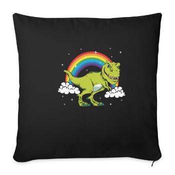 T-Rex Tyrannosaurus Rex Dinosaurier Regenbogen - Sofakissenbezug 45 x 45 cm - Schwarz - Vorne