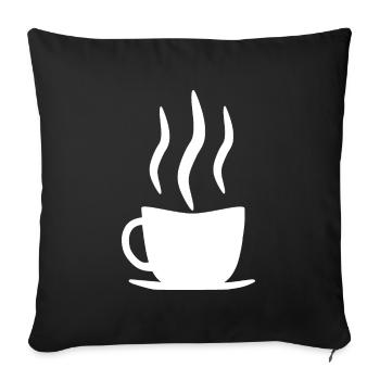 Coffee cup white - Sofa pillowcase 17,3'' x 17,3'' (45 x 45 cm) - black - Front
