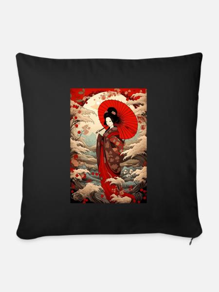 Japanisch Geisha Geschenk - Sofakissenbezug 45 x 45 cm - Schwarz
