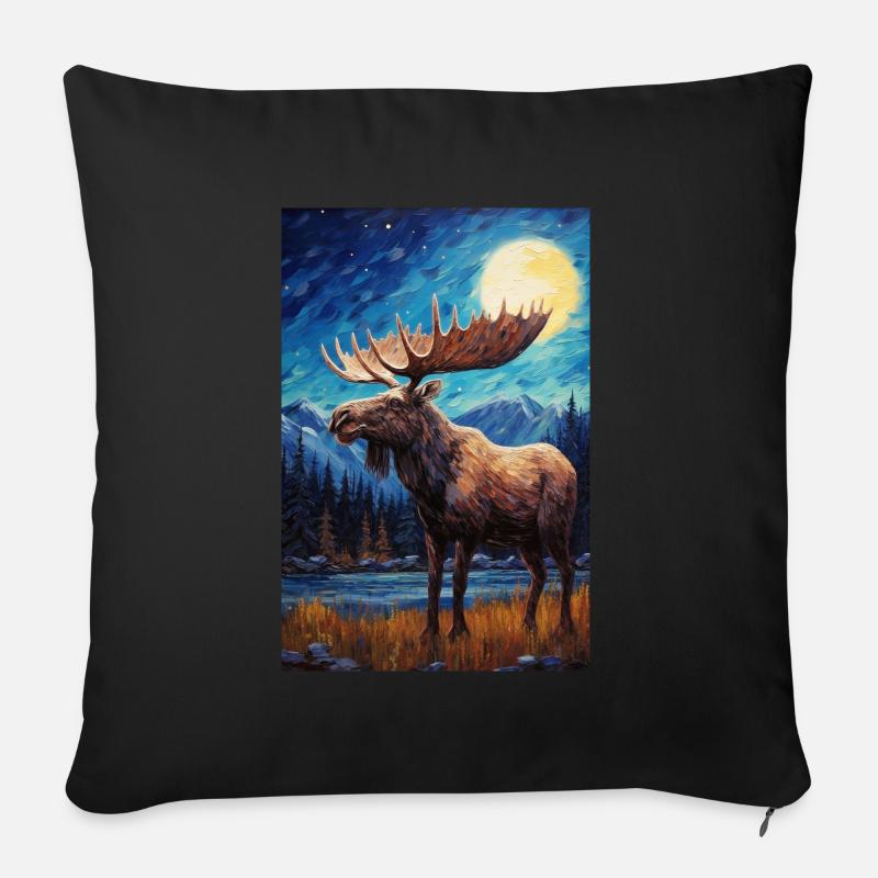 Elch - Sofakissenbezug 45 x 45 cm - Schwarz