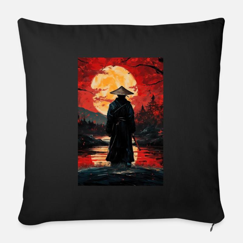 Samouraï - Housse de coussin décorative 45 x 45 cm - noir