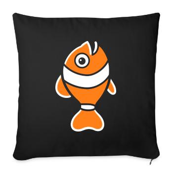 Humour petit poisson clown - Housse de coussin décorative 45 x 45 cm - noir - Devant