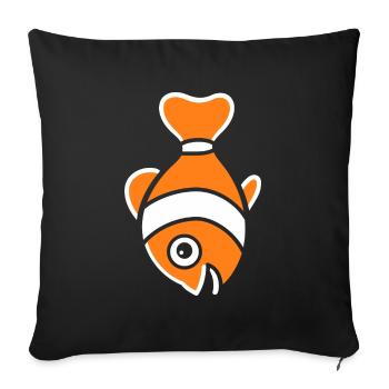 Humour petit poisson clown - Housse de coussin décorative 45 x 45 cm - noir - Devant