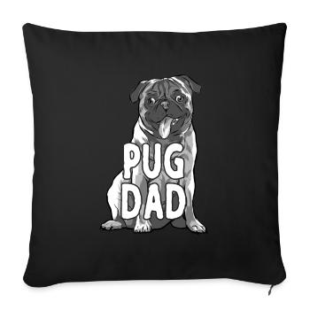 PUG DAD MOPS PAPA - Sofa pillowcase 17,3'' x 17,3'' (45 x 45 cm) - black - Front