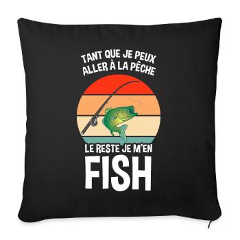 Humour Pêche Drôle Vintage Le reste je m'en Fish - Housse de coussin décorative 45 x 45 cm - noir - Devant
