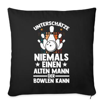 Bowler Bowlen Kegeln Bowling - Sofakissenbezug 45 x 45 cm - Schwarz - Vorne