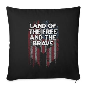 Land of the Free and the Brave Proud American - Sofa pillowcase 17,3'' x 17,3'' (45 x 45 cm) - black - Front