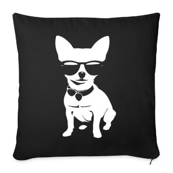 Chihuahua drôle portant des lunettes de soleil Chihuahuas - Housse de coussin décorative 45 x 45 cm - noir - Devant