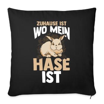 Kaninchen Hase - Sofakissenbezug 45 x 45 cm - Schwarz - Vorne