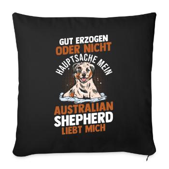 Australian Shepherd Hund Aussie - Sofakissenbezug 45 x 45 cm - Schwarz - Vorne