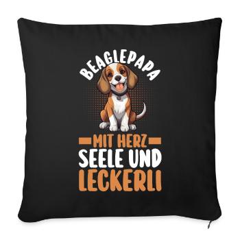 Dog Dog Dad Father BeaglePapa Beagle - Sofa pillowcase 17,3'' x 17,3'' (45 x 45 cm) - black - Front