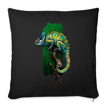 Colorful Camouflage: Chameleon on a Branch - Sofa pillowcase 17,3'' x 17,3'' (45 x 45 cm) - black - Front