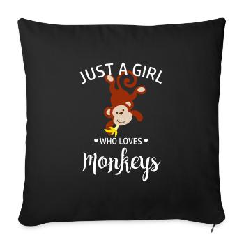 Juste une fille qui aime les singes - singe - Housse de coussin décorative 45 x 45 cm - noir - Devant