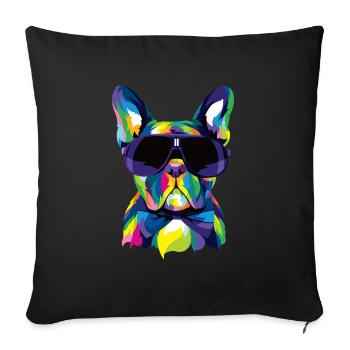 Pop Art Français Bulldog Mignon Cadeau Fourrure Maman Chien Papa - Housse de coussin décorative 45 x 45 cm - noir - Devant