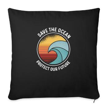 Sauvez l’océan - Housse de coussin décorative 45 x 45 cm - noir - Devant