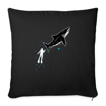 Diving with whale shark - Sofa pillowcase 17,3'' x 17,3'' (45 x 45 cm) - black - Front