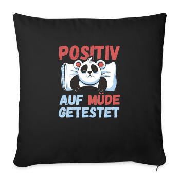 Positiv auf Müde getestet Pandas Fun - Sofakissenbezug 45 x 45 cm - Schwarz - Vorne