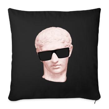 Griechische Statue mit Brille - Sofakissenbezug 45 x 45 cm - Schwarz - Vorne