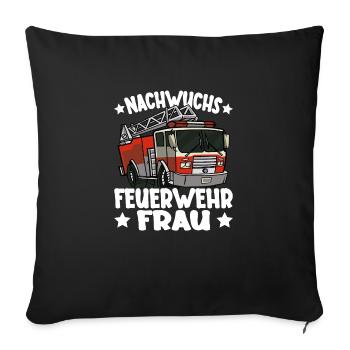Kinder Mädchen Feuerwehr Nachwuchs Feuerwehrfrau - Sofakissenbezug 45 x 45 cm - Schwarz - Vorne