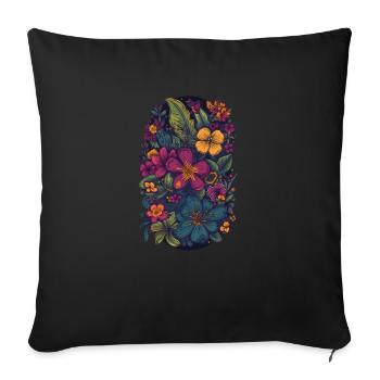 Floral Lila Exotische Blumen - Design - Sofakissenbezug 45 x 45 cm - Schwarz - Vorne