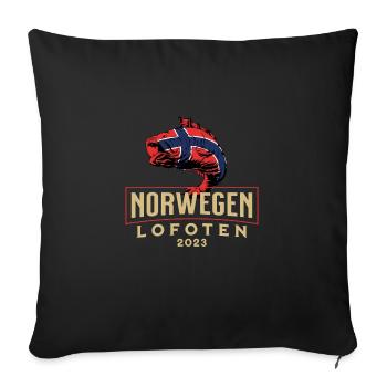Angelurlaub Angeltour in Norwegen Lofoten - Sofakissenbezug 45 x 45 cm - Schwarz - Vorne