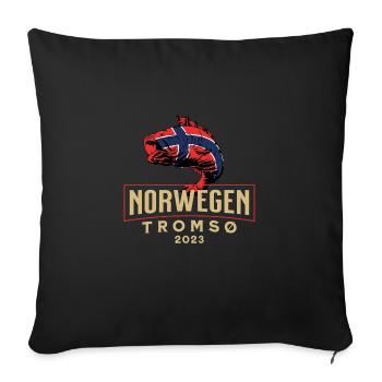 Angelurlaub Angeltour in Norwegen Tromsø - Sofakissenbezug 45 x 45 cm - Schwarz - Vorne