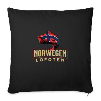 Angelurlaub Angeltour in Norwegen Lofoten - Sofakissenbezug 45 x 45 cm - Schwarz - Vorne