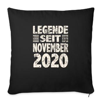 November 2020 Legende seit 3 Jahren Mann Frau - Sofakissenbezug 45 x 45 cm - Schwarz - Vorne
